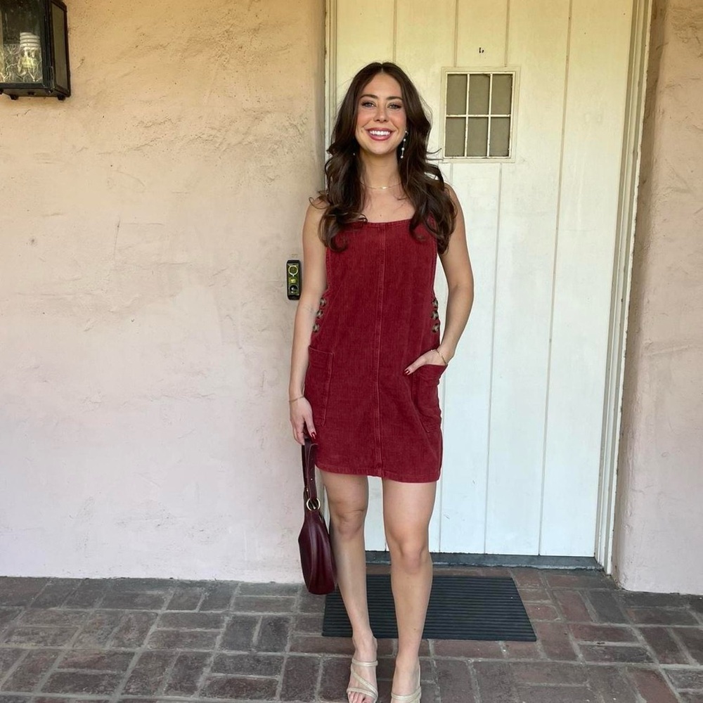 Cotton on Burgundy corduroy mini dress sz small - Picture 2 of 6